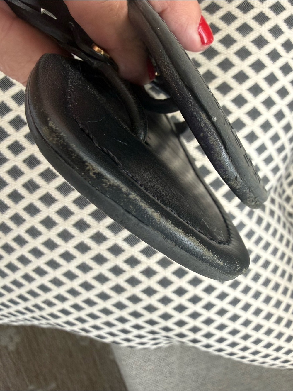 Tory Burch Black Logo Thong Sandals with Gold Accents - Picture 6 of 6